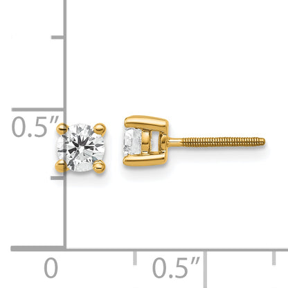 14K Yellow Gold 1/2 Ctw Certified Lab Grown Diamond Vs+ F+ Round 4 Prong Heavy Wt. Screwback Stud Earrings