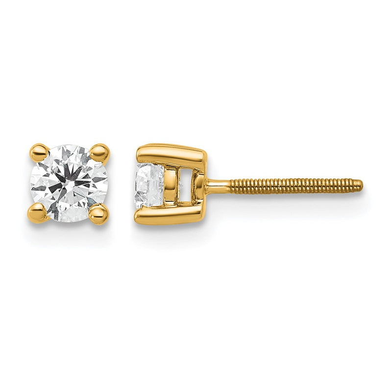 14k Yellow Gold 1/2 ctw Certified Lab Grown Diamond VS/SI+ G+ Round 4 Prong Heavy Wt. Screwback Stud Earrings