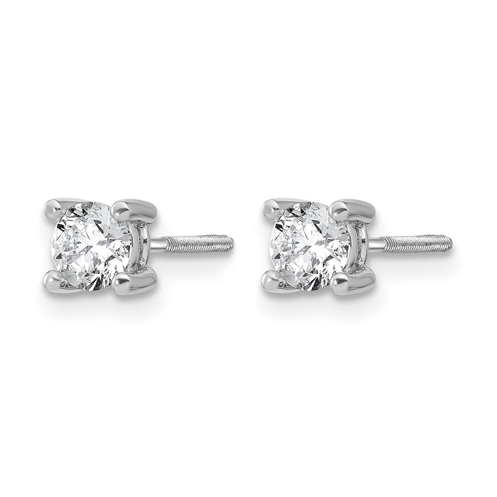 14K White Gold 2/3 Ctw Certified Lab Grown Diamond Vs+ F+ Round 4 Prong Heavy Wt. Screwback Stud Earrings