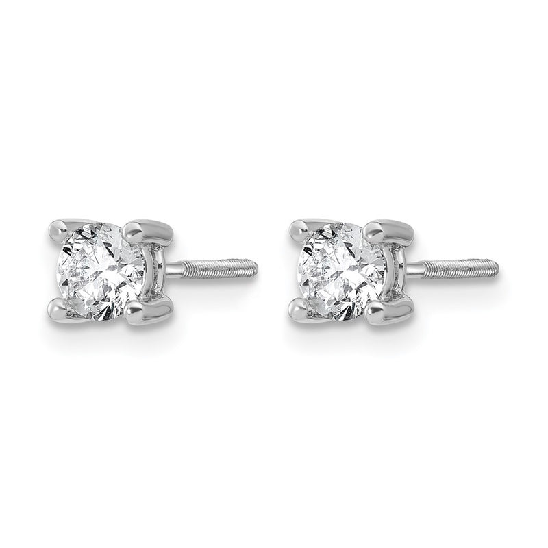 14K White Gold 2/3 Ctw Certified Lab Grown Diamond Vs+ F+ Round 4 Prong Heavy Wt. Screwback Stud Earrings
