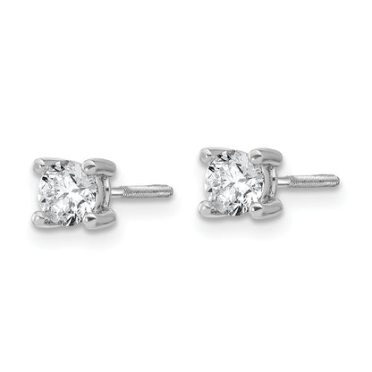 14K White Gold 2/3 Ctw Lab Grown Diamond Vs+ F+ Round 4 Prong Heavy Wt. Screwback Stud Earrings