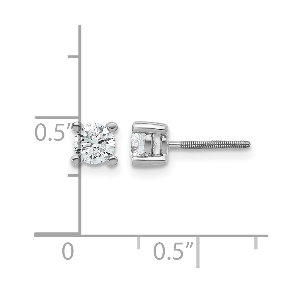14K White Gold 2/3 Ctw Certified Lab Grown Diamond Vs+ F+ Round 4 Prong Heavy Wt. Screwback Stud Earrings