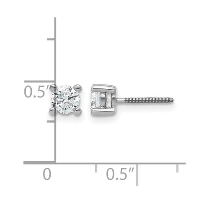14K White Gold 2/3 Ctw Certified Lab Grown Diamond Vs+ F+ Round 4 Prong Heavy Wt. Screwback Stud Earrings