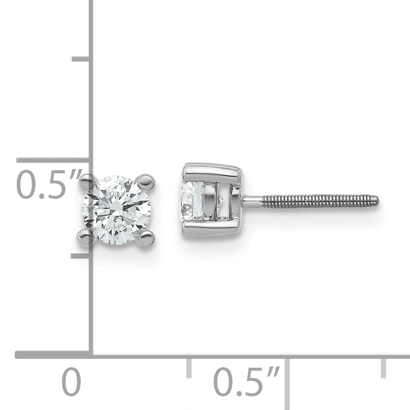 14K White Gold 2/3 Ctw Lab Grown Diamond Vs+ F+ Round 4 Prong Heavy Wt. Screwback Stud Earrings