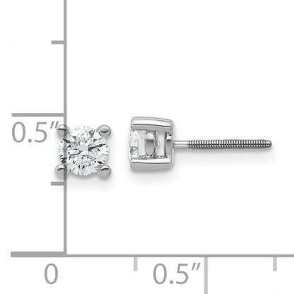 14K White Gold 2/3 Ctw Lab Grown Diamond Vs+ F+ Round 4 Prong Heavy Wt. Screwback Stud Earrings