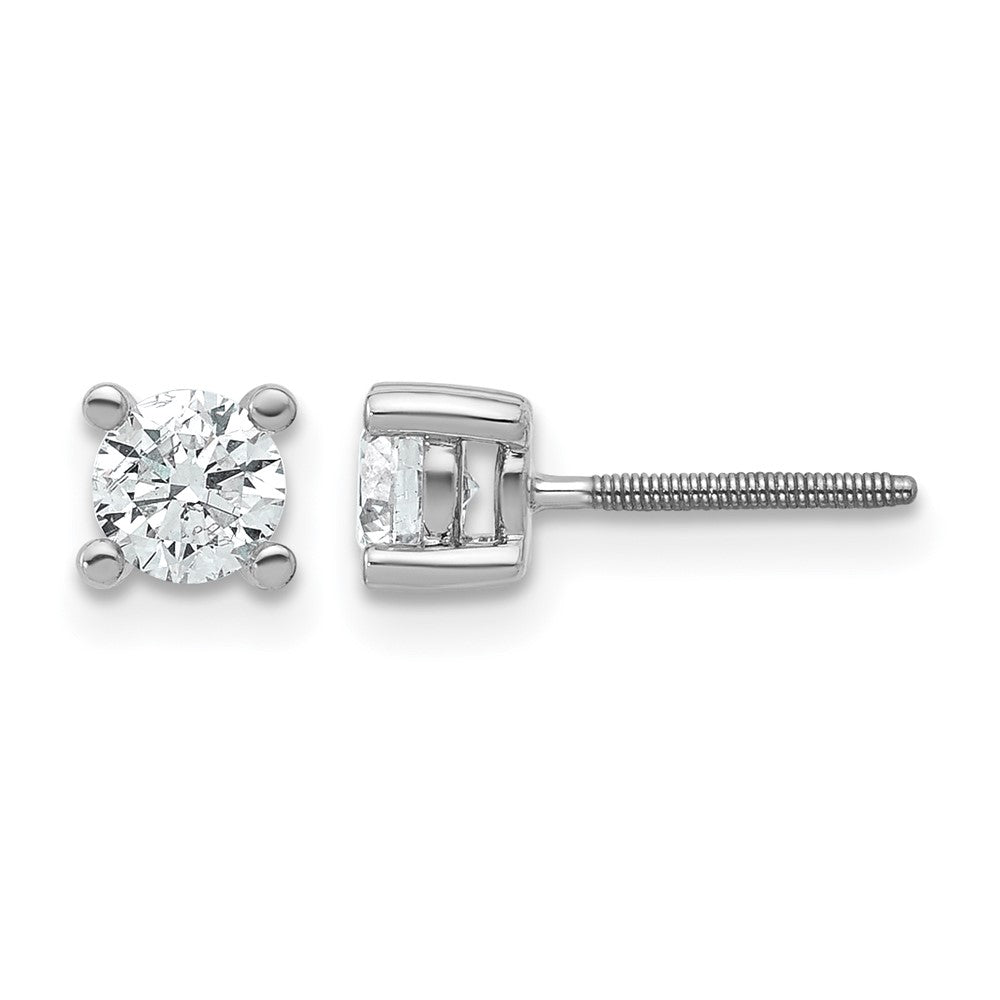 14K White Gold 2/3 Ctw Certified Lab Grown Diamond Vs+ F+ Round 4 Prong Heavy Wt. Screwback Stud Earrings