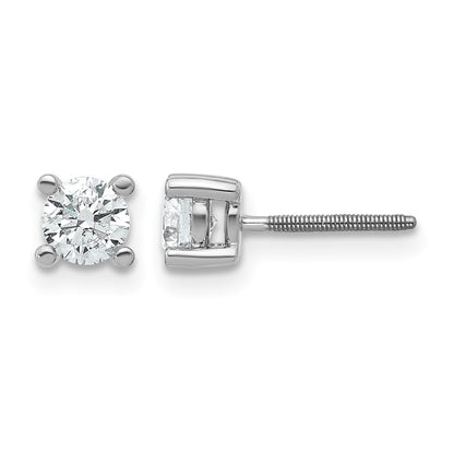 14K White Gold 2/3 Ctw Certified Lab Grown Diamond Vs+ F+ Round 4 Prong Heavy Wt. Screwback Stud Earrings