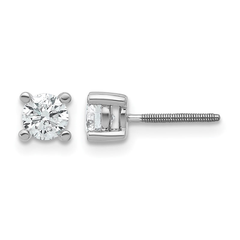 14K White Gold 2/3 Ctw Certified Lab Grown Diamond Vs+ F+ Round 4 Prong Heavy Wt. Screwback Stud Earrings