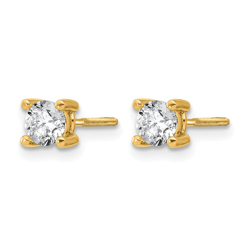 14k Yellow Gold 2/3 ctw Lab Grown Diamond VS/SI+ G+ Round 4 Prong Heavy Wt. Screwback Stud Earrings