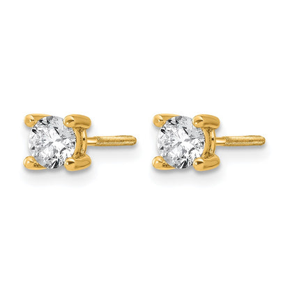 14K Yellow Gold 2/3 Ctw Certified Lab Grown Diamond Vs+ F+ Round 4 Prong Heavy Wt. Screwback Stud Earrings