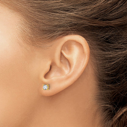 14K Yellow Gold 2/3 Ctw Lab Grown Diamond Vs+ F+ Round 4 Prong Heavy Wt. Screwback Stud Earrings