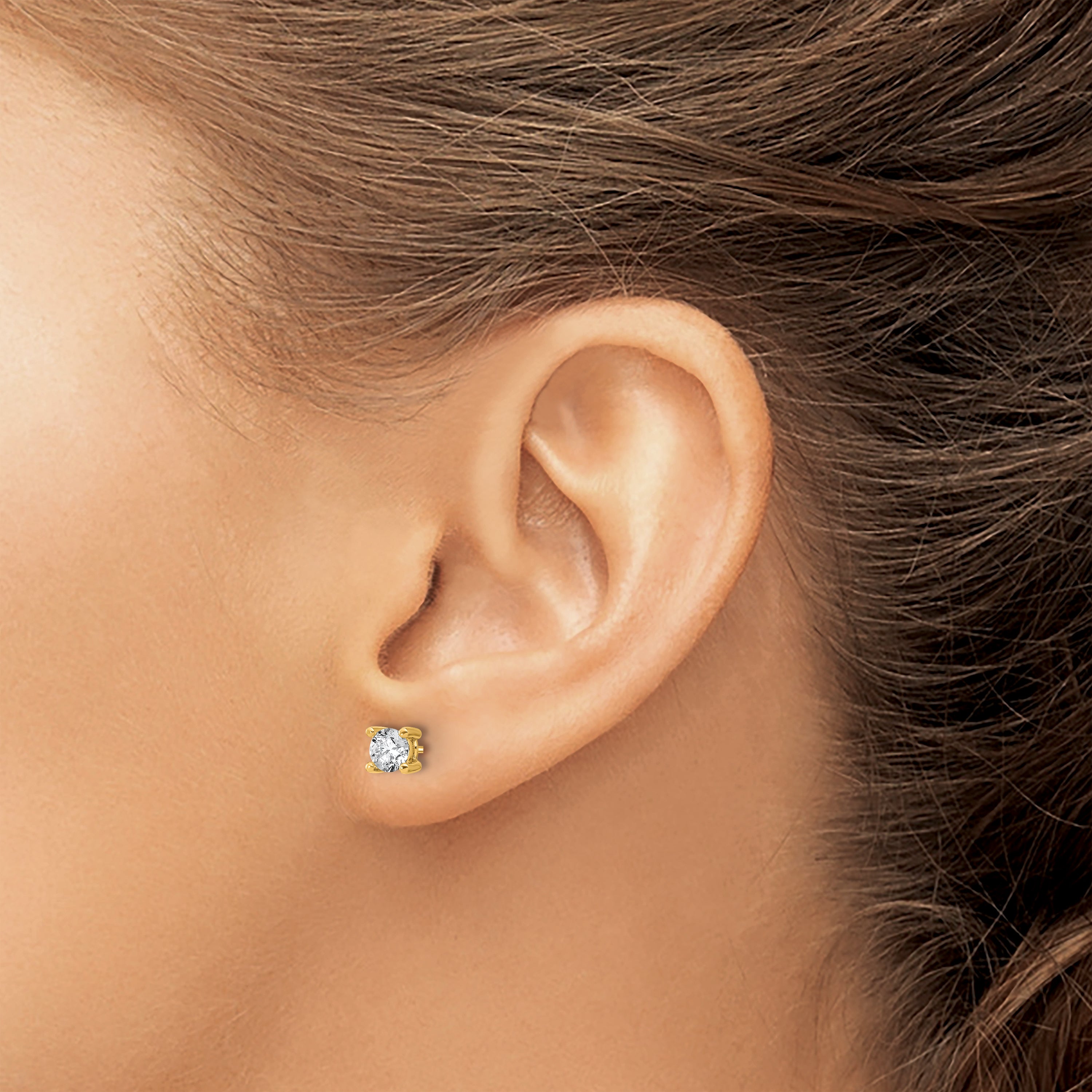 14K Yellow Gold 2/3 Ctw Certified Lab Grown Diamond Vs+ F+ Round 4 Prong Heavy Wt. Screwback Stud Earrings
