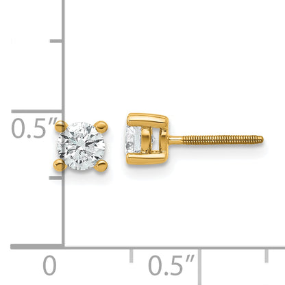 14K Yellow Gold 2/3 Ctw Lab Grown Diamond Vs+ F+ Round 4 Prong Heavy Wt. Screwback Stud Earrings