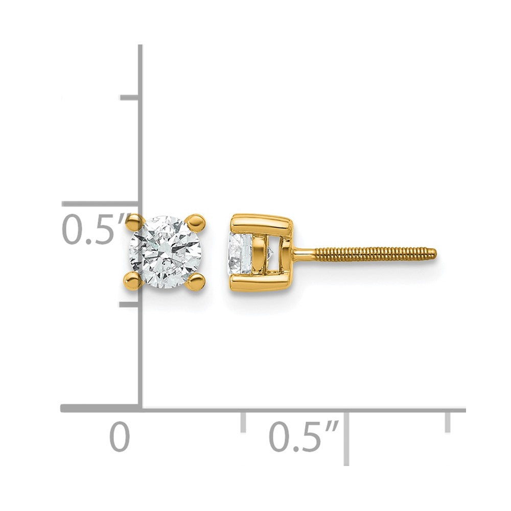 14K Yellow Gold 2/3 Ctw Certified Lab Grown Diamond Vs+ F+ Round 4 Prong Heavy Wt. Screwback Stud Earrings
