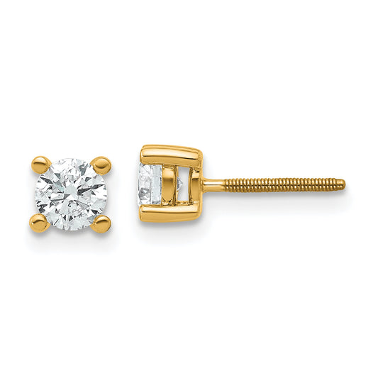 14k Yellow Gold 2/3 ctw Lab Grown Diamond VS/SI+ G+ Round 4 Prong Heavy Wt. Screwback Stud Earrings