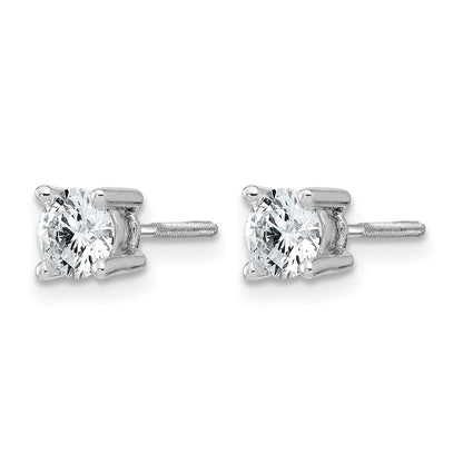 14K White Gold 3/4 Ctw Certified Lab Grown Diamond Vs+ F+ Round 4 Prong Heavy Wt. Screwback Stud Earrings