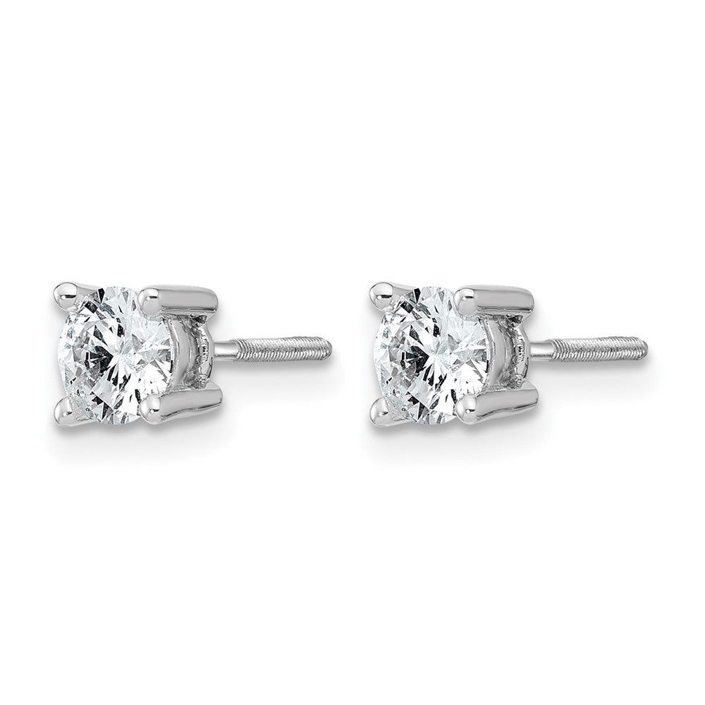 14K White Gold 3/4 Ctw Lab Grown Diamond Vs+ F+ Round 4 Prong Heavy Wt. Screwback Stud Earrings