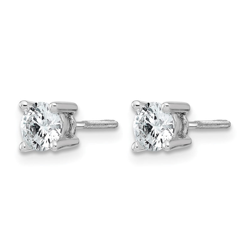 14K White Gold 3/4 Ctw Lab Grown Diamond Vs+ F+ Round 4 Prong Heavy Wt. Screwback Stud Earrings