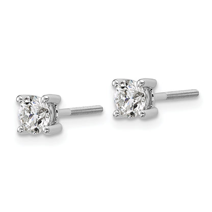 14K White Gold 3/4 Ctw Certified Lab Grown Diamond Vs+ F+ Round 4 Prong Heavy Wt. Screwback Stud Earrings