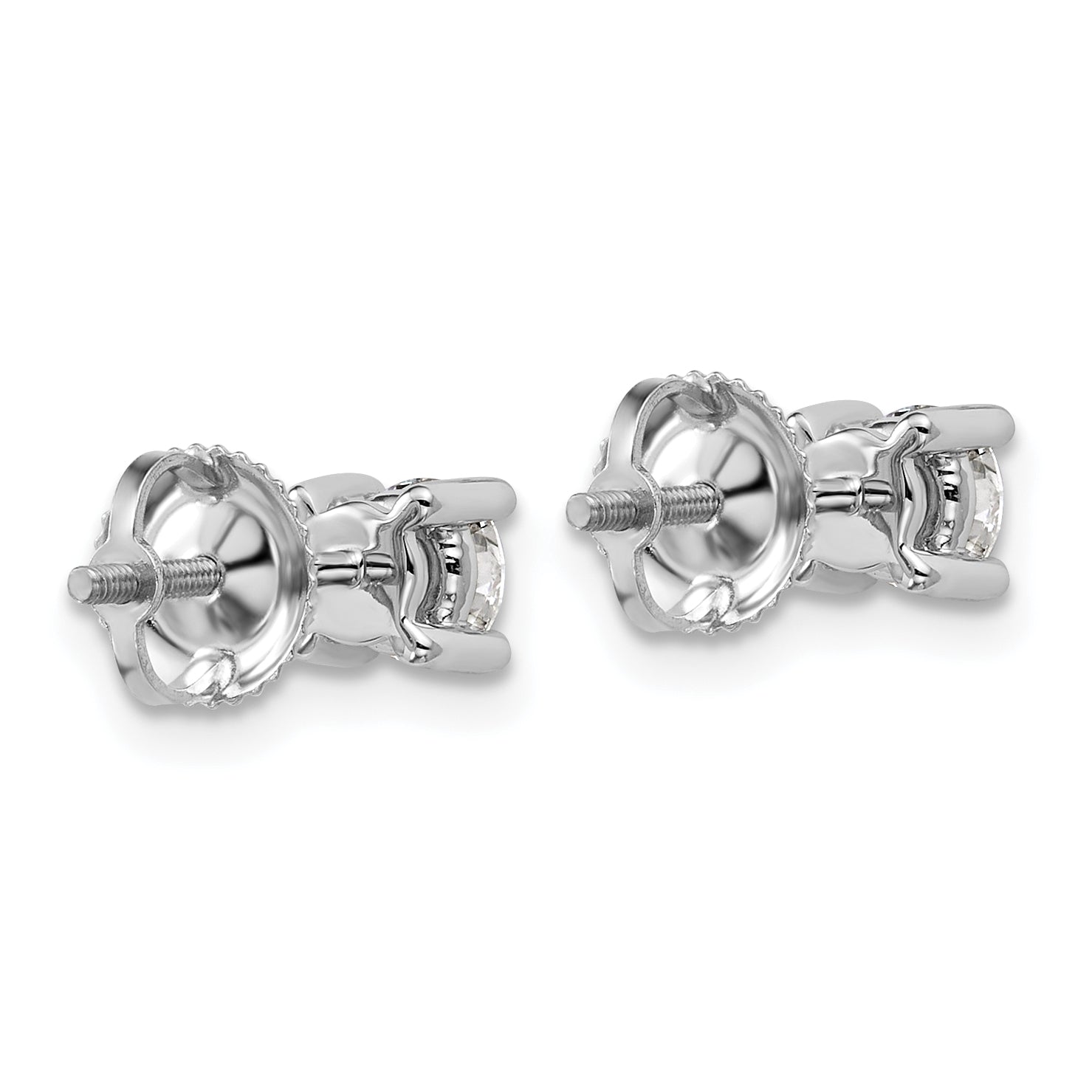 14K White Gold 3/4 Ctw Certified Lab Grown Diamond Vs+ F+ Round 4 Prong Heavy Wt. Screwback Stud Earrings
