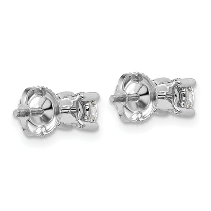 14K White Gold 3/4 Ctw Certified Lab Grown Diamond Vs+ F+ Round 4 Prong Heavy Wt. Screwback Stud Earrings