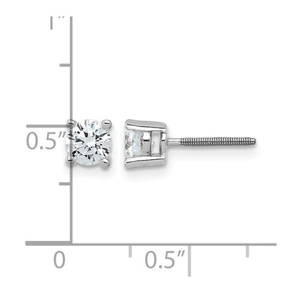 14K White Gold 3/4 Ctw Lab Grown Diamond Vs+ F+ Round 4 Prong Heavy Wt. Screwback Stud Earrings