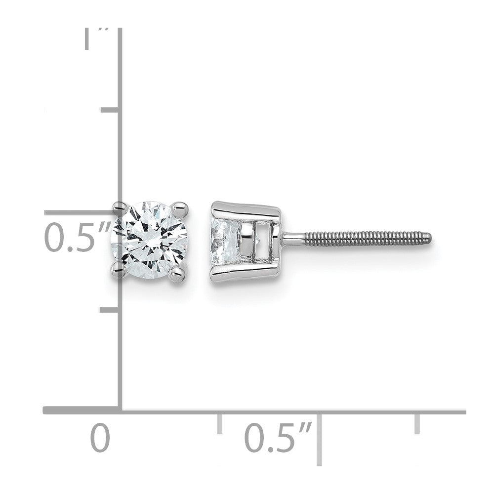 14k White Gold 3/4 ctw Lab Grown Diamond VS/SI+ G+ Round 4 Prong Heavy Wt. Screwback Stud Earrings