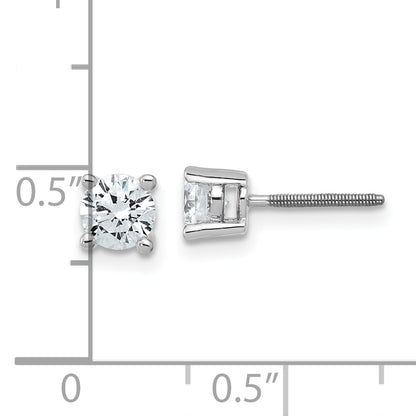 14K White Gold 3/4 Ctw Lab Grown Diamond Vs+ F+ Round 4 Prong Heavy Wt. Screwback Stud Earrings