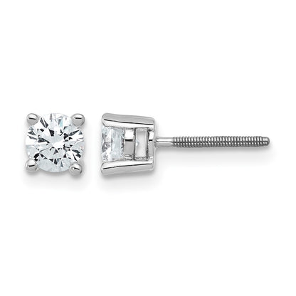 14K White Gold 3/4 Ctw Lab Grown Diamond Vs+ F+ Round 4 Prong Heavy Wt. Screwback Stud Earrings