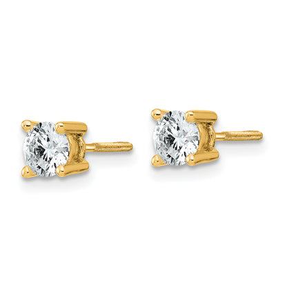 14k Yellow Gold 3/4 ctw Lab Grown Diamond VS/SI+ G+ Round 4 Prong Heavy Wt. Screwback Stud Earrings