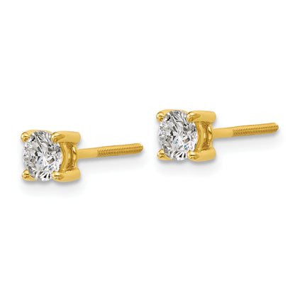 14K Yellow Gold 3/4 Ctw Certified Lab Grown Diamond Vs+ F+ Round 4 Prong Heavy Wt. Screwback Stud Earrings