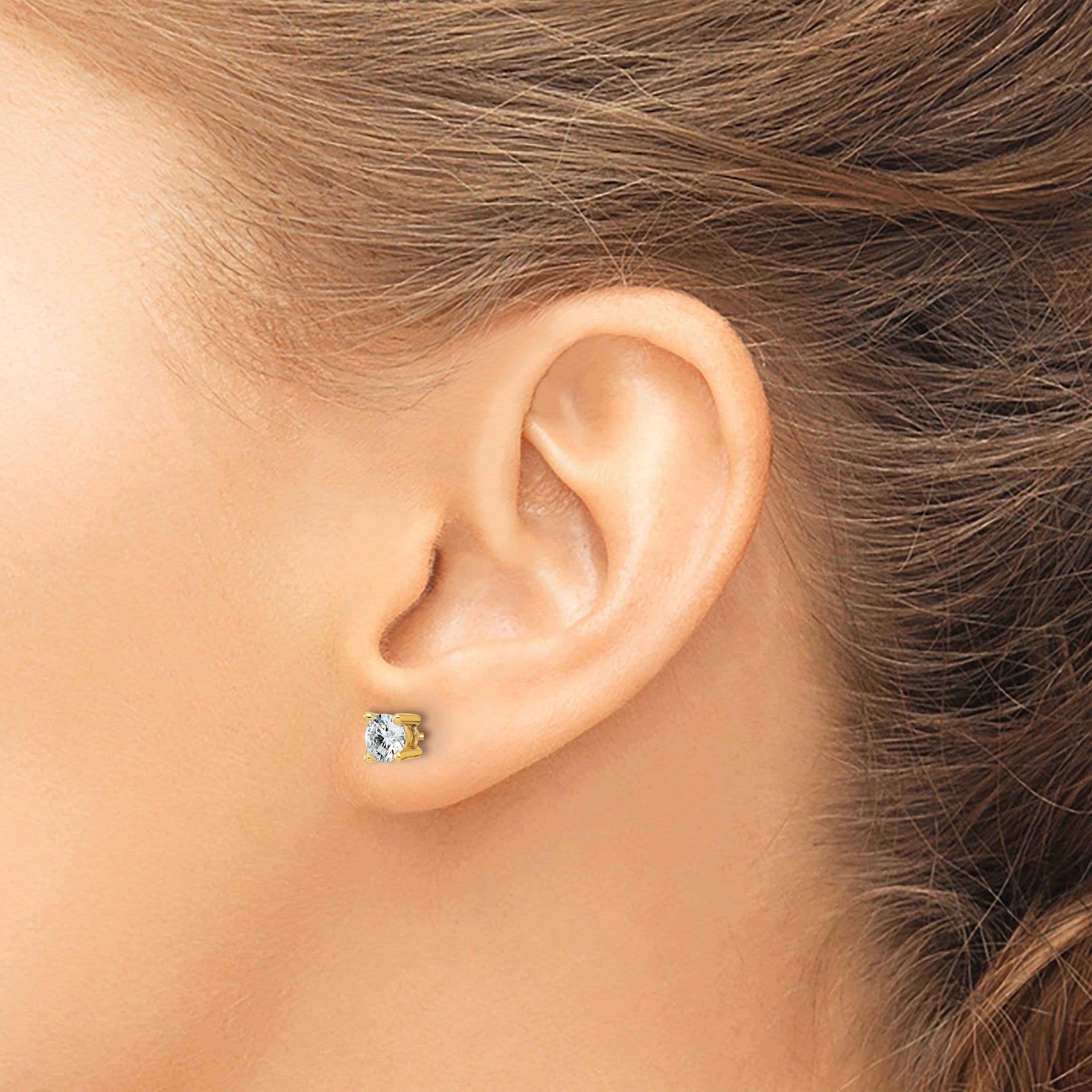 14K Yellow Gold 3/4 Ctw Certified Lab Grown Diamond Vs+ F+ Round 4 Prong Heavy Wt. Screwback Stud Earrings