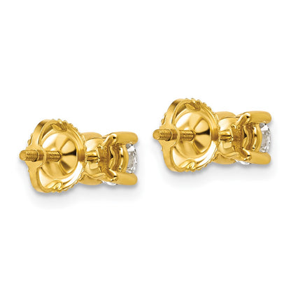 14k Yellow Gold 3/4 ct Lab Grown Diamond VS/SI+ G+ Round Four Prong Screwback Stud Post Earrings