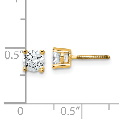 14k Yellow Gold 3/4 ctw Lab Grown Diamond VS/SI+ G+ Round 4 Prong Heavy Wt. Screwback Stud Earrings