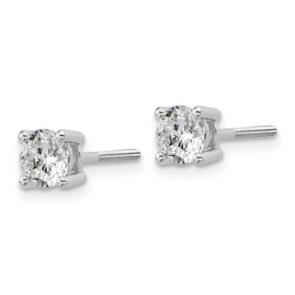 14k White Gold 1 ctw Certified Lab Grown Diamond VS/SI+ G+ Round 4 Prong Heavy Wt. Screwback Stud Earrings