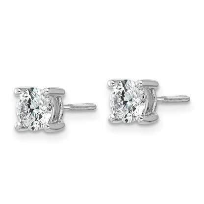 14k White Gold 1 ctw Lab Grown Diamond VS/SI+ G+ Round 4 Prong Heavy Wt. Screwback Stud Earrings