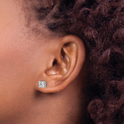 14k White Gold 1 Ct. Lab Grown Diamond VS/SI+ G+ Round Four Prong Screwback Stud Post Earrings