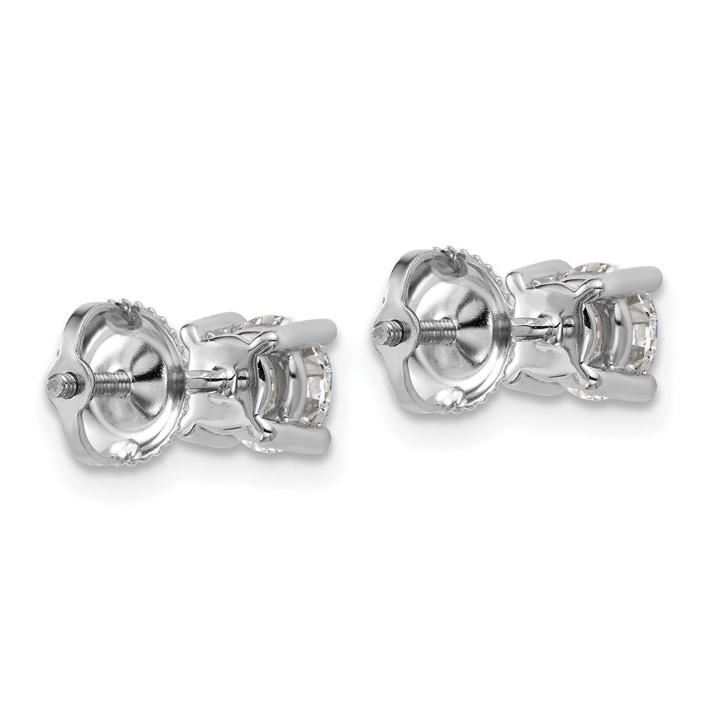 14K White Gold 1 Ctw Lab Grown Diamond Vs+ F+ Round 4 Prong Heavy Wt. Screwback Stud Earrings