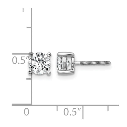 14K White Gold 1 Ctw Lab Grown Diamond Vs+ F+ Round 4 Prong Heavy Wt. Screwback Stud Earrings