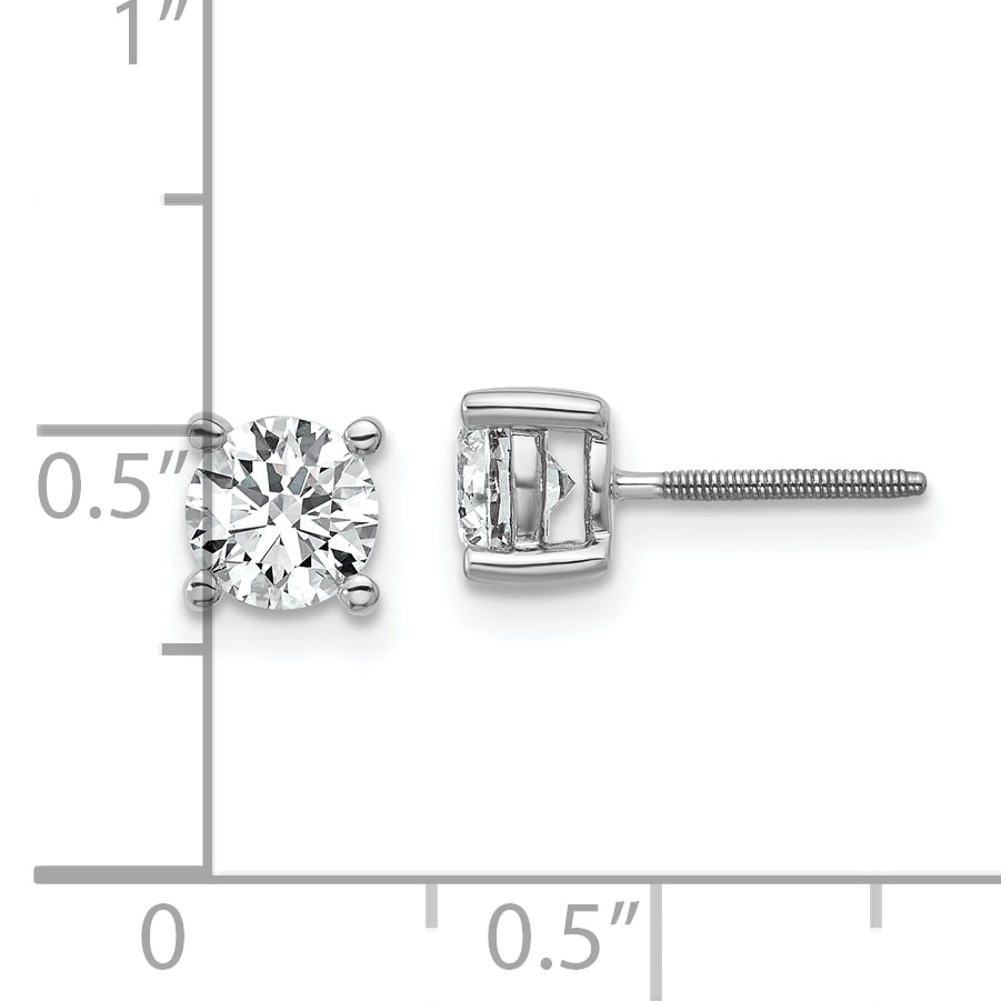 14k White Gold 1 ctw Lab Grown Diamond VS/SI+ G+ Round 4 Prong Heavy Wt. Screwback Stud Earrings