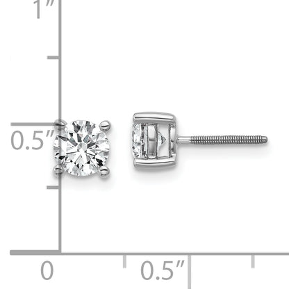 14k White Gold 1 ctw Lab Grown Diamond VS/SI+ G+ Round 4 Prong Heavy Wt. Screwback Stud Earrings