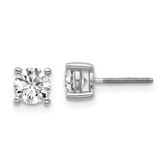 14k White Gold 1 ctw Certified Lab Grown Diamond VS/SI+ G+ Round 4 Prong Heavy Wt. Screwback Stud Earrings