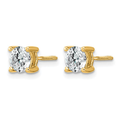 14K Yellow Gold 1 Ctw Lab Grown Diamond Vs+ F+ Round 4 Prong Heavy Wt. Screwback Stud Earrings
