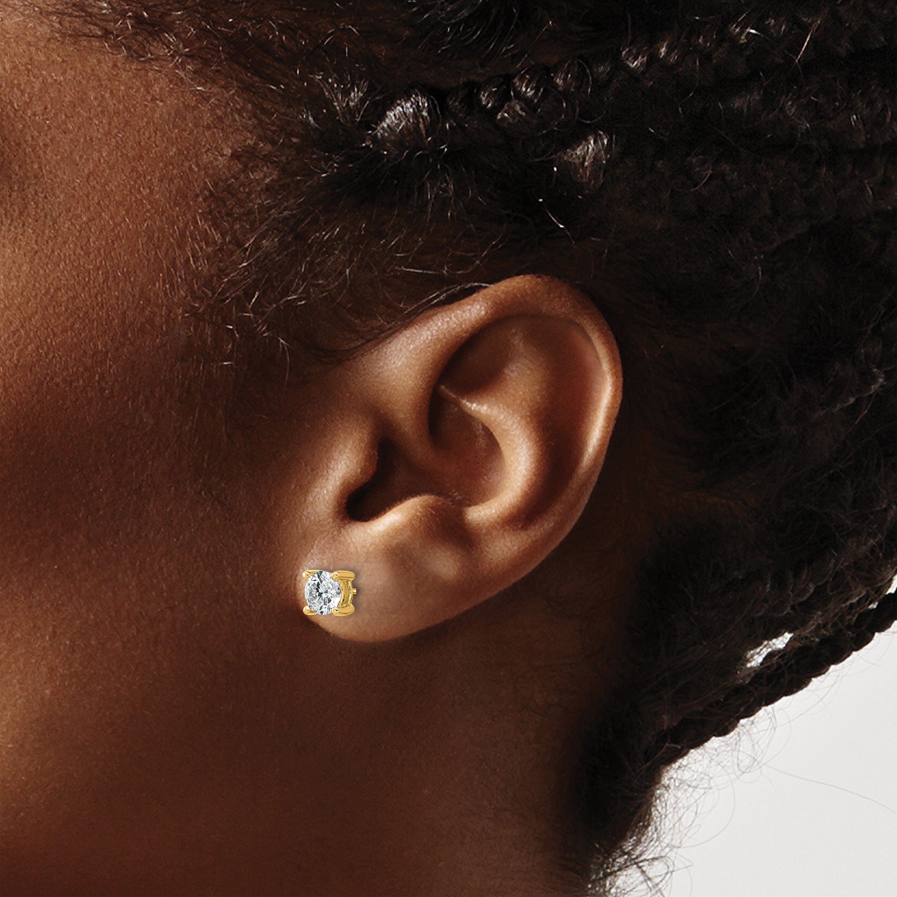 14K Yellow Gold 1 Ctw Lab Grown Diamond Vs/Si+ G+ Round 4 Prong Heavy Wt. Screwback Stud Earrings