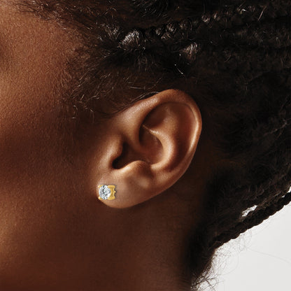 14K Yellow Gold 1 Ctw Lab Grown Diamond Vs/Si+ G+ Round 4 Prong Heavy Wt. Screwback Stud Earrings