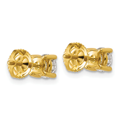 14K Yellow Gold 1 Ctw Lab Grown Diamond Vs/Si+ G+ Round 4 Prong Heavy Wt. Screwback Stud Earrings