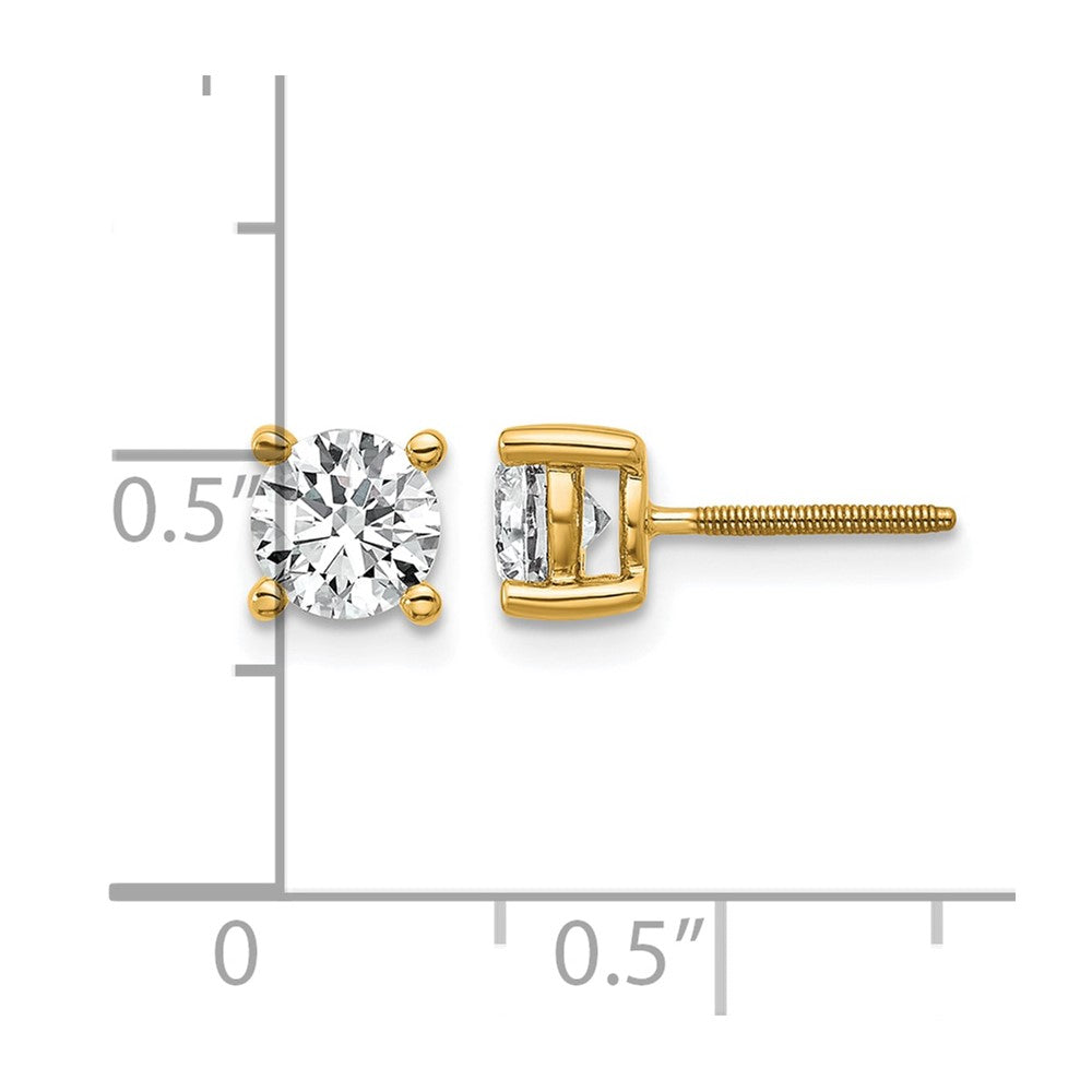14K Yellow Gold 1 Ctw Lab Grown Diamond Vs/Si+ G+ Round 4 Prong Heavy Wt. Screwback Stud Earrings