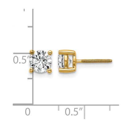 14K Yellow Gold 1 Ctw Lab Grown Diamond Vs/Si+ G+ Round 4 Prong Heavy Wt. Screwback Stud Earrings