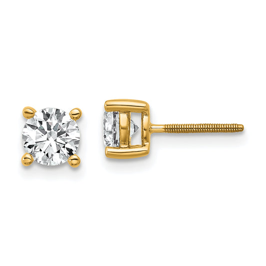 14k Yellow Gold 1 ctw Certified Lab Grown Diamond VS/SI+ G+ Round 4 Prong Heavy Wt. Screwback Stud Earrings