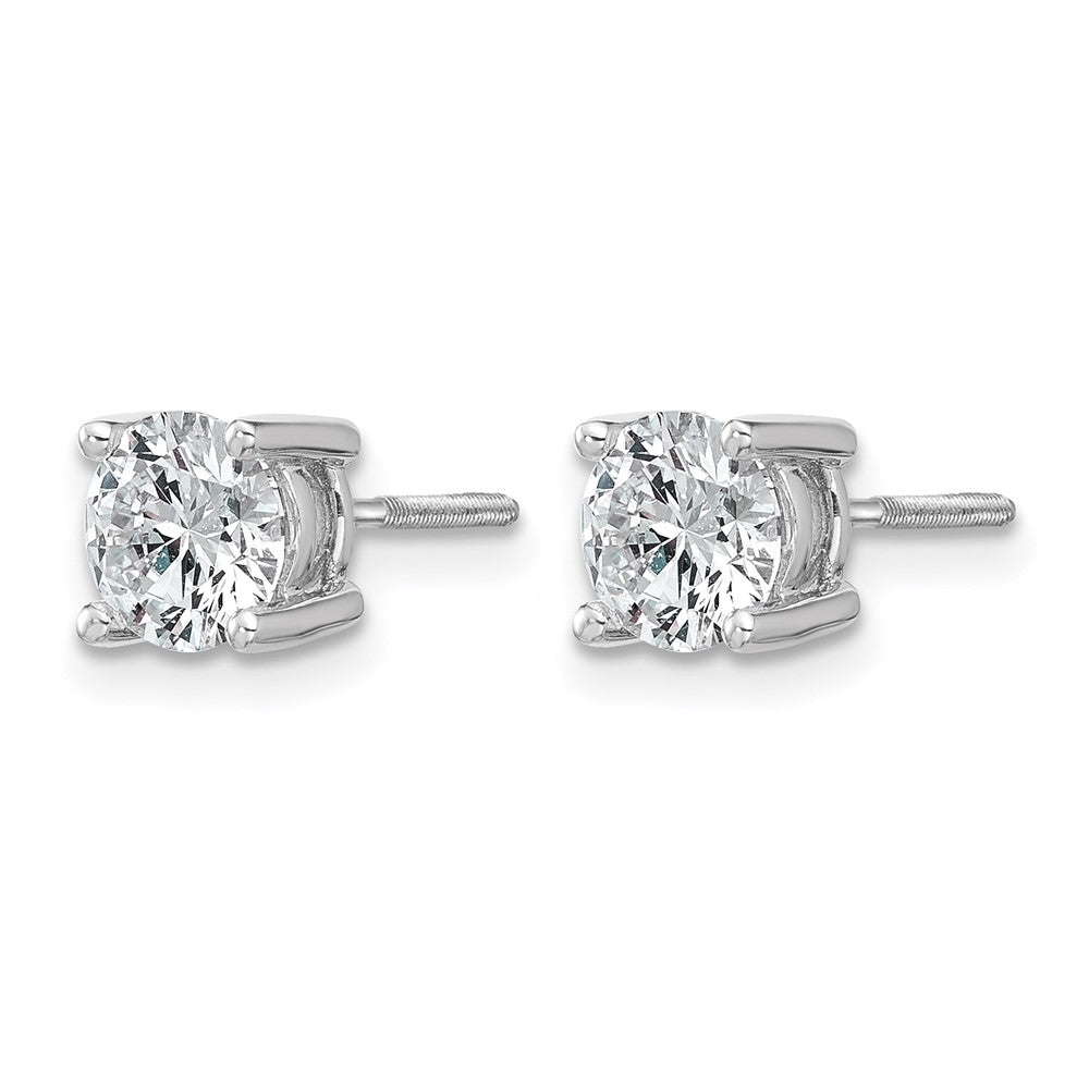 14K White Gold 1 1/2 Ctw Lab Grown Diamond Vs/Si+ G+ Round 4 Prong Heavy Wt. Screwback Stud Earrings